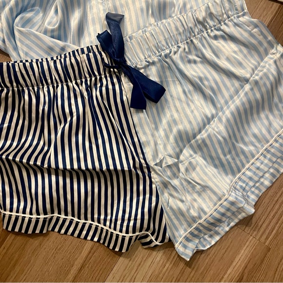 BB DAKOTA| Satin Notch Collar PJ Set| Blue&White Striped|  NWT (A030,A031) - Picture 2 of 11